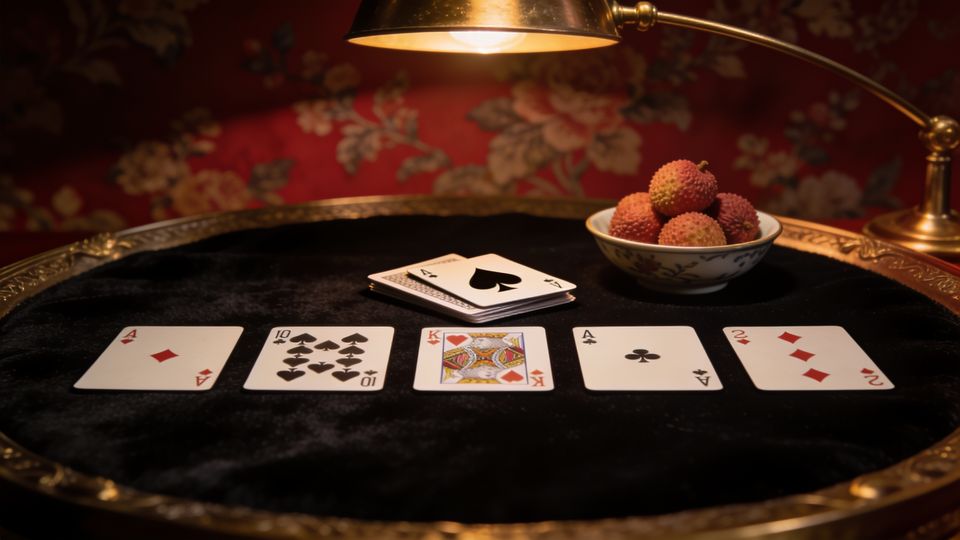 Big Two on the W.F.A. deck, on black velvet under a brass lamp
