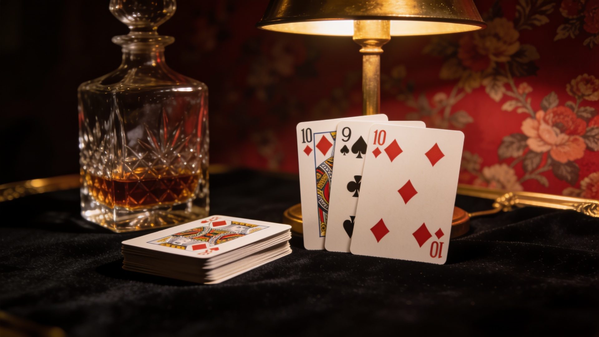 Cassino on the W.F.A. deck, on black velvet under a brass lamp