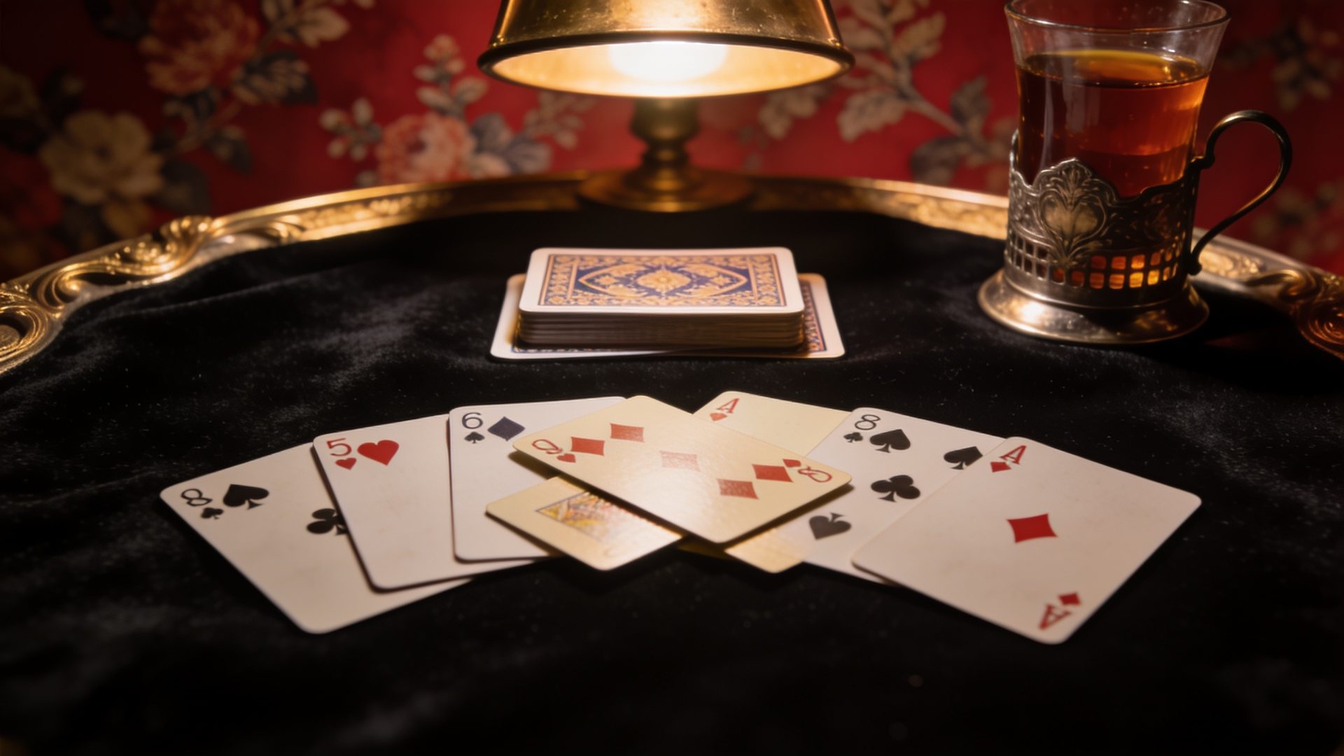 Durak on the W.F.A. deck, on black velvet under a brass lamp