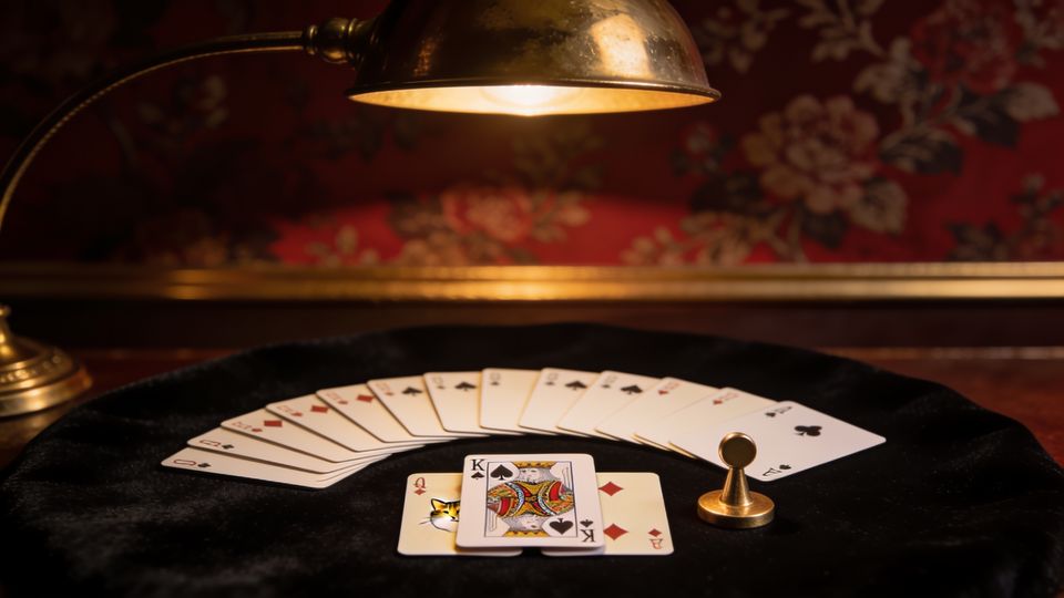 Five Hundred on the W.F.A. deck, on black velvet under a brass lamp