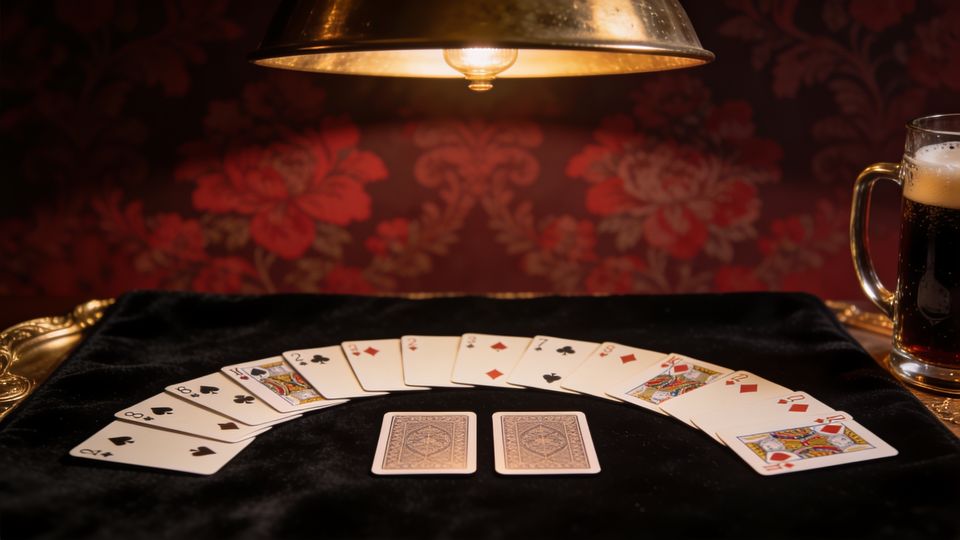 Skat on the W.F.A. deck, on black velvet under a brass lamp